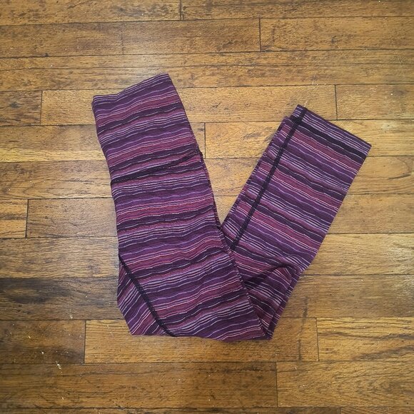 Pink Striped Lululemon Cropped Leggings - Picture 2 of 4